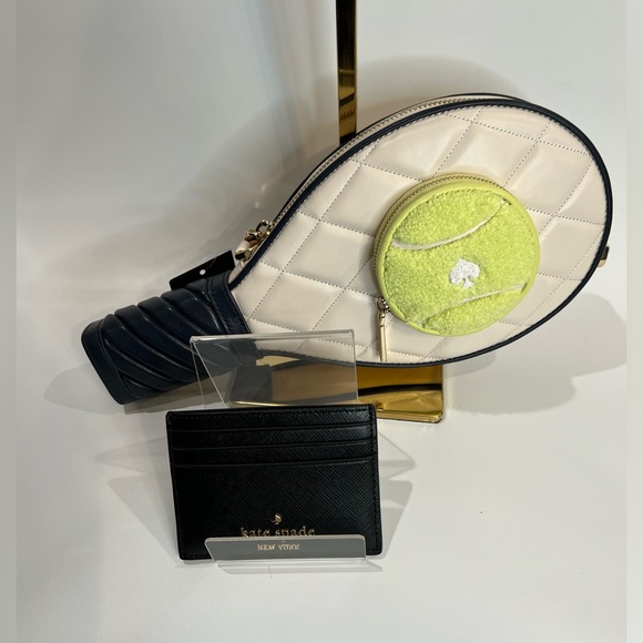 NWT KATE SPADE GRAND SLAM 3D TENNIS RAQUET CROSSBODY & CARD HOLDER - Picture 3 of 10